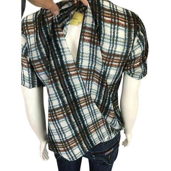 Maeve Womens Shirt Size Small Short Sleeve Open Cross Back Lightweight Blouse - Picture 3 of 8